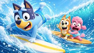 INSANE Wave Ride! Bluey’s SURF Challenge Goes WILD 😂🌊✨ | Bluey Cartoon World