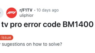How To Resolve F1 TV App Error Code BM1400?