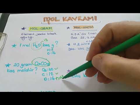 Mol kavramı 10.sınıf  / mol hacim ilişkisi / mol tane ilişkisi / mol gram ilişkisi