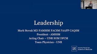 AMSSM Leadership Lecture with Dr. Mark Stovak