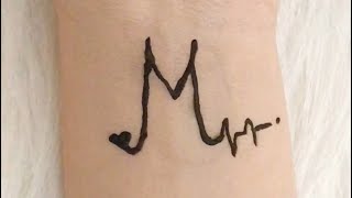 M letter 🔥 Alphabet henna design || رسم حروف انجليزية سهله بالحنه