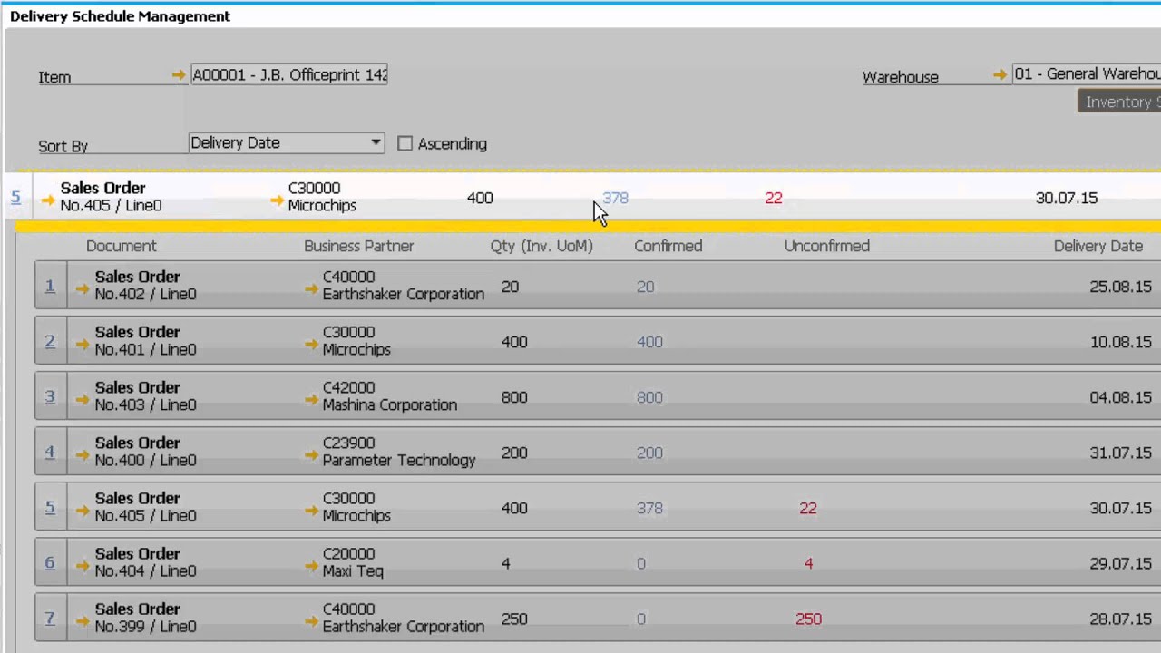 sap business one hana delivery schedule management youtube delivery schedule