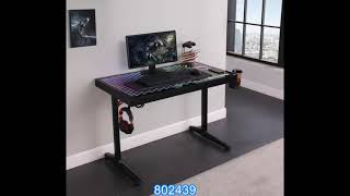 802439 Corrigan studio avoca black tempered glass top and black metal frame gaming computer workstat