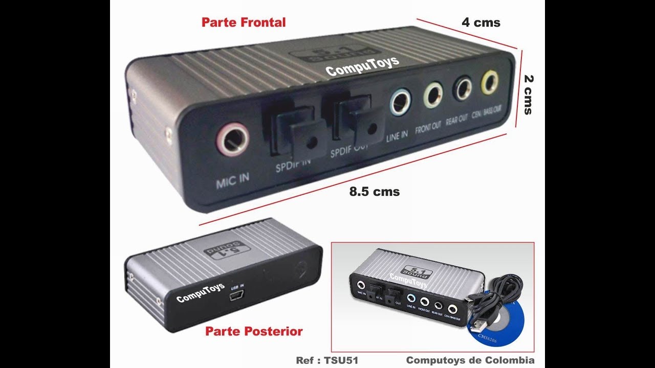 Tarjeta de audio externa USB de 5.1 canales con puerto óptico