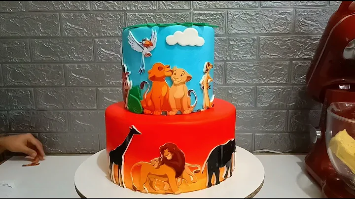 AMAZING LION KING THEME CAKE / SUNSET CAKE, FONDANT CAKE