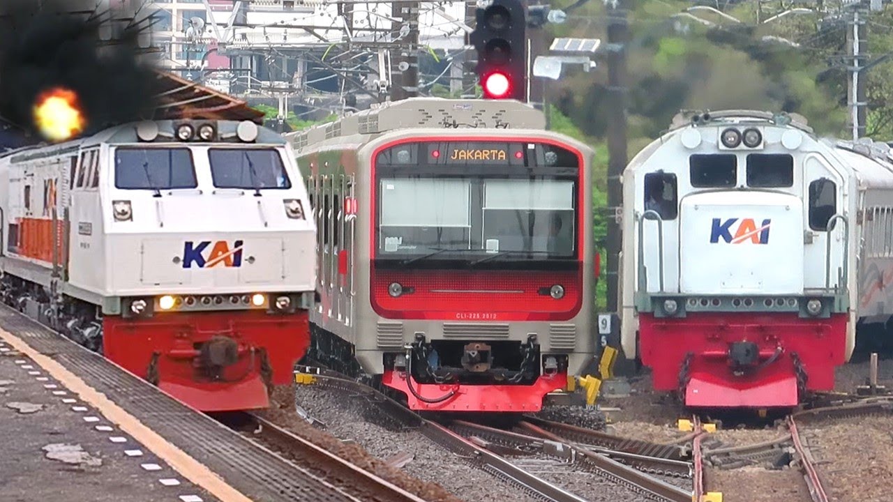Kumpulan Kereta Api dan KRL di Stasiun Jakarta !! Ada Lokomotif Kobong, KRL China, KRL INKA, JR 205