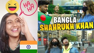 Indian Girl Reaction on || Bengali Shahrukh khan Flirts with American Girls in Bangla || DESI HABIBI