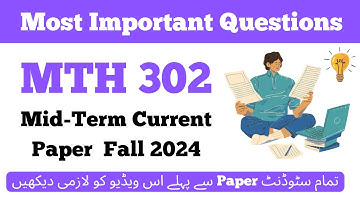 Mth302 midterm current paper 2024 | mth 302 midterm preparation 2024 #vu #midterm #2024 #mth302