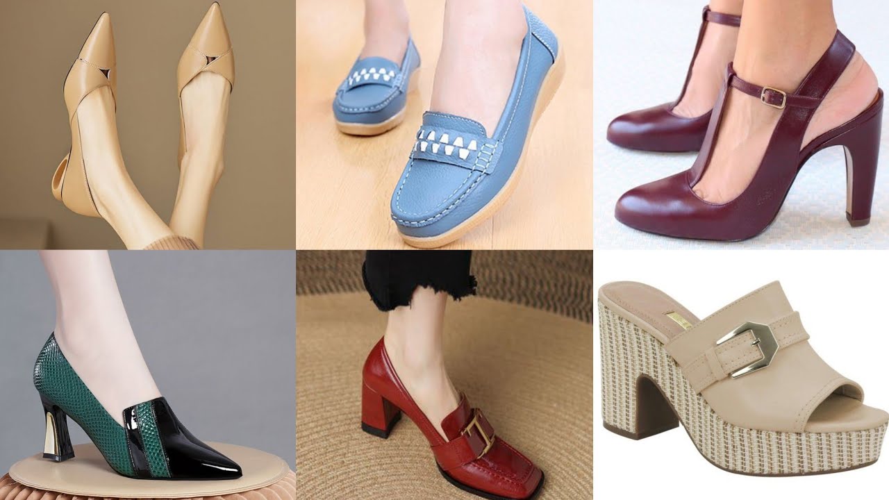 Представлена ​​модная женская обувь: сандалии, слипоны, туфли-лодочки, классические туфли / колле...
