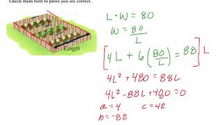 Quadratic Area Word Problem Algebra 2