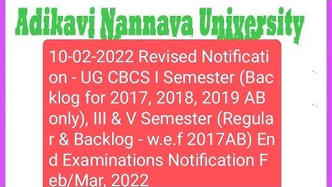 AKNU UG CBCS I Semester (Backlog for 2017, 2018, 2019 AB only), III & V Semester (Regular & Backlo