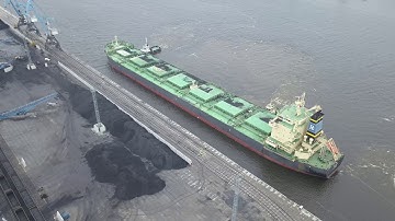 RB MYA Bulk Carrier Mooring Operation at newly built coal terminal in Riga port.