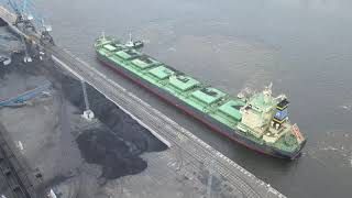 RB MYA Bulk Carrier Mooring Operation at newly built coal terminal in Riga port.