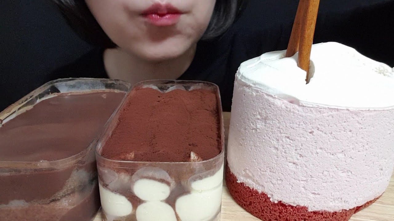 초콜릿 케이크, 티라미수 케이크, 딸기라떼케이크 먹방 Chocolate cake, tiramisu cake, strawberry latte cake mukbang