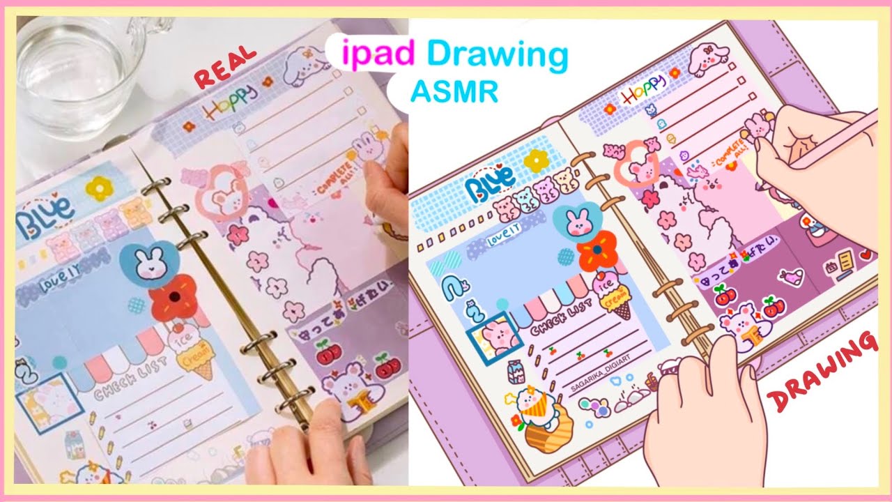 iPad ASMR Drawing Draw with me Cute Journal from photo to art😍 - YouTube