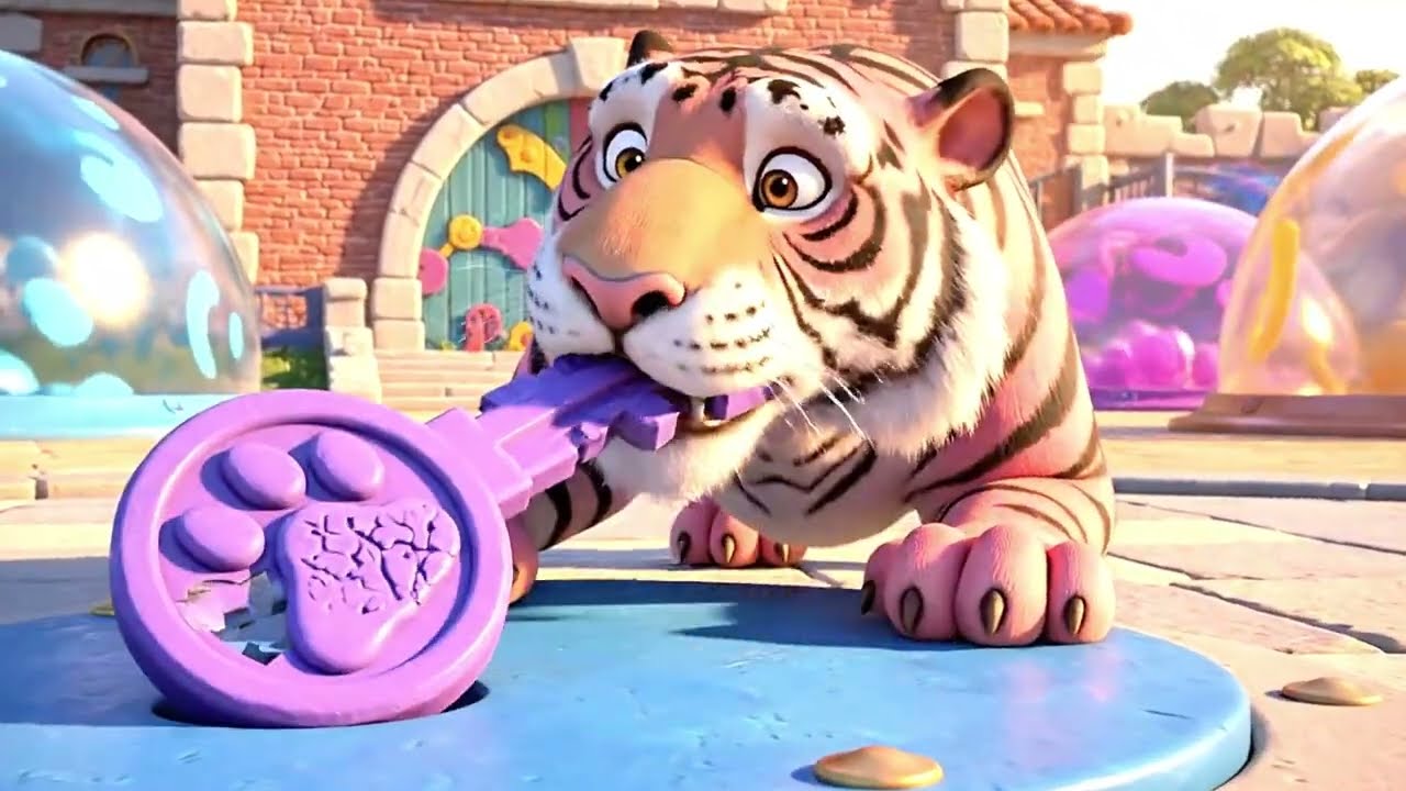 Long Slide Game with Cow Elephant Gorilla Hippopotamus Tiger 3d Animal Game Funny 3d Animals