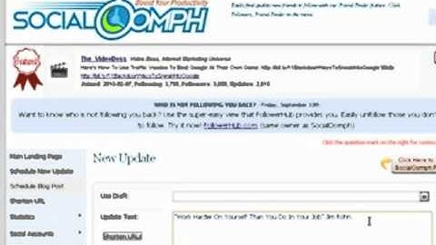 Social Oomph Tutorial - How To Use Social Oomph (formerly TweetLater) In Any Business by Vernon Nate