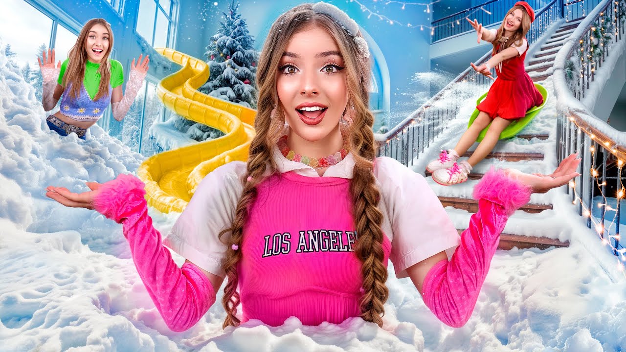 ¡Construimos una Casa de Invierno Increíble! Llené Mi Habitación de Nieve