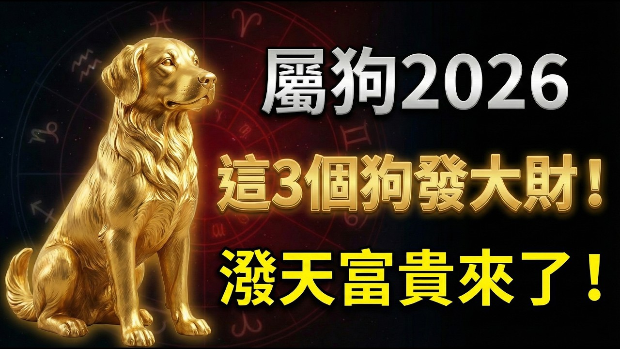 生肖狗：2026年丙午馬年，這幾個年次的狗最容易發大財！如果你家有屬狗的，快看！#2026生肖狗運勢 #屬狗2026運勢 #財運 #偏財 #生肖狗 #風水 #屬狗 #2026馬年 #發財 #開運