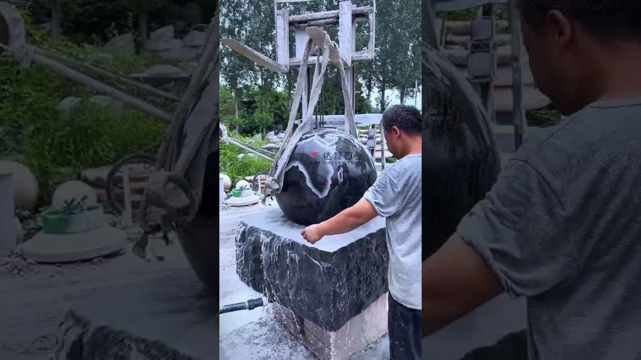 Natural Black Stone Floating Ball Fountain for Project