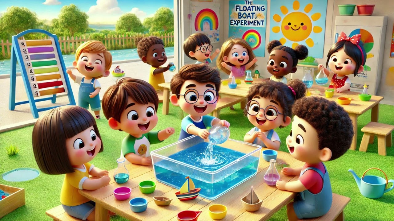 🚤💦 The Floating Boat Experiment 🌊🧪 | Fun Science Song for Kids 🎶🔬|Nursery Rhymes & Kids Songs