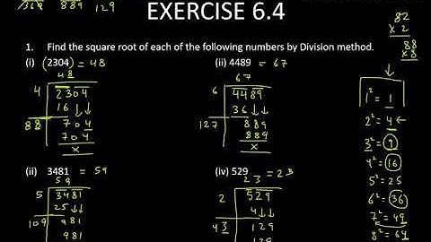 1. Find the square root of each of the following numbers by division method|| Ex 6.4 Class 8