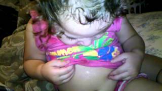 Angel Trying To Raspberry Her Own Tummy. So Funny