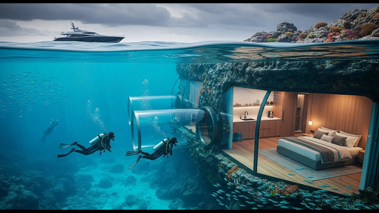 This Man Built a SECRET Underwater House in a HIDDEN Ocean Cave  (ASMR Building)