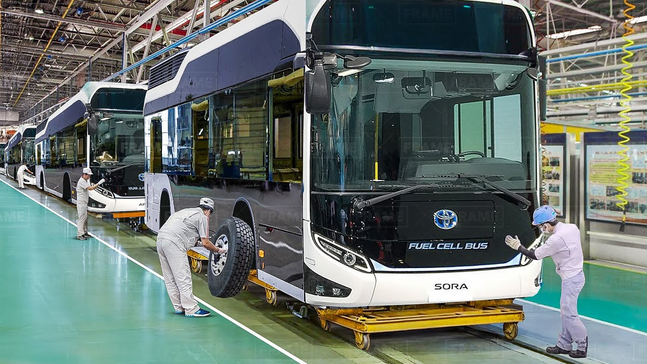 Inside Massive Billion $ Toyota Factory Producing Futuristic City Bus - Production Line