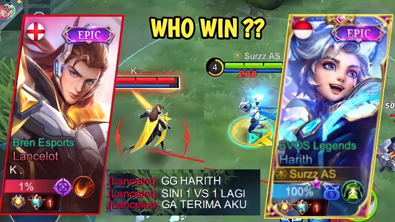 HARITH SKIN EVOS LEGENDS VS LANCELOT SKIN BREN ESPORT !! WHO WINS ?? TOP GLOBAL HARITH - MLBB
