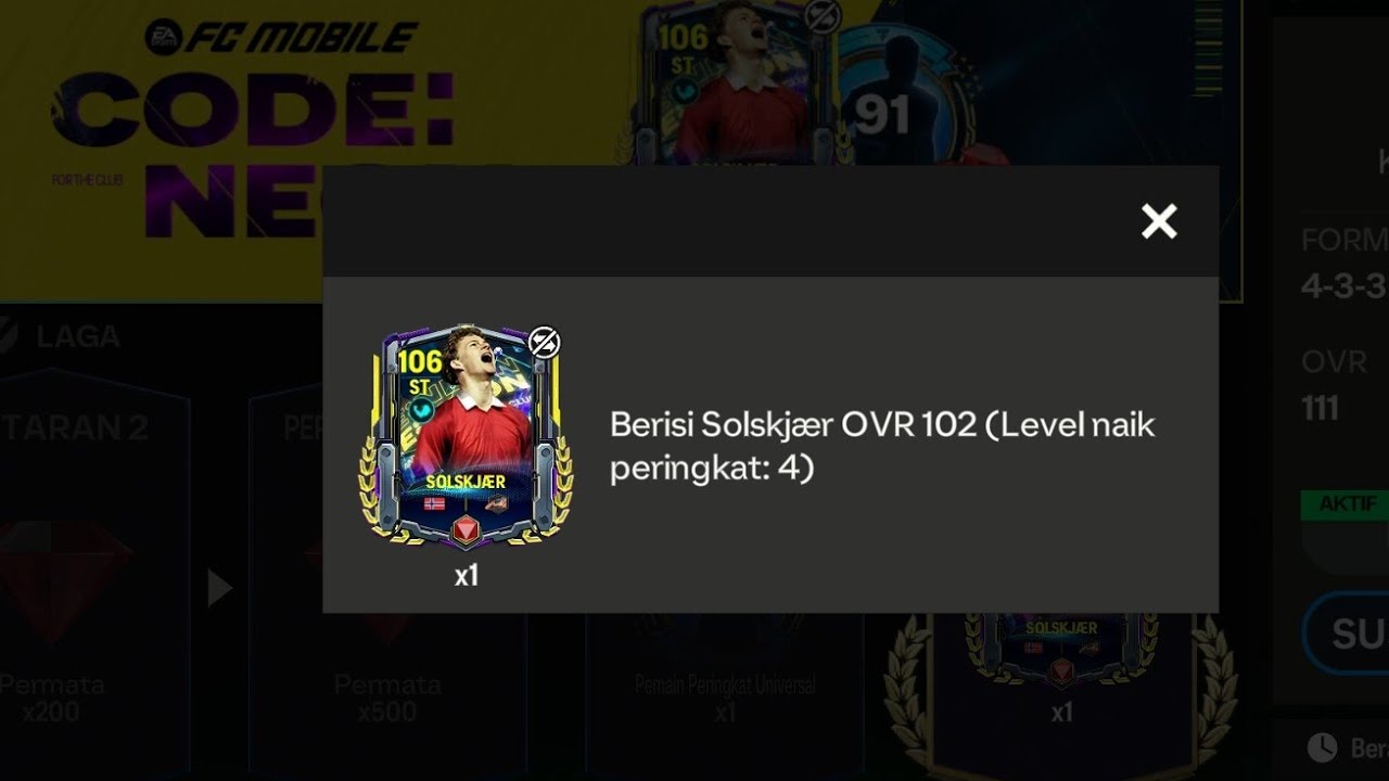 Cara mendapatkan solskjaer OVR 106 code neon FC Mobile #fcmobile - YouTube