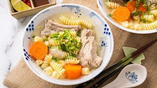 Vietnamese Macaroni Soup with Pork Ribs (Súp Nui Sườn Non)