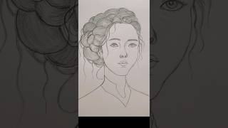 How to draw a girl with messy bun hair easy way ll #art #drawing #pencilart