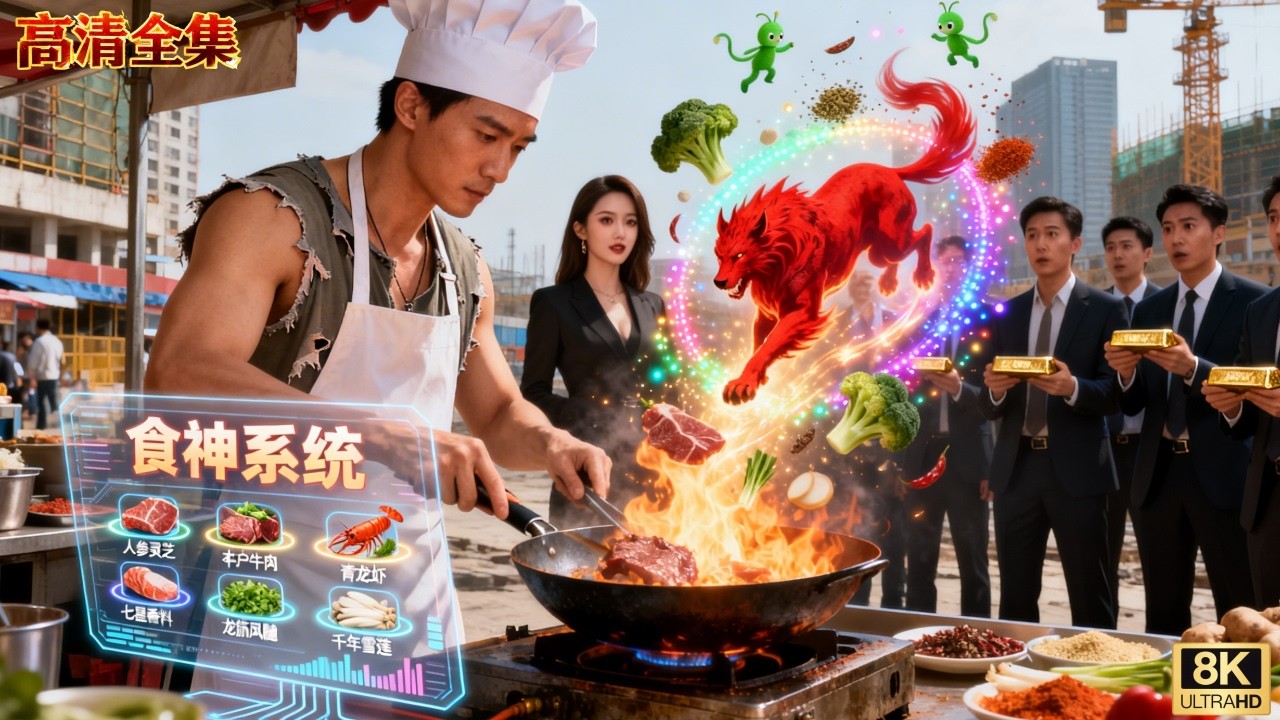 窮小伙意外綁定神秘美食系統！獲得頂級廚藝加持，只要在系統指定地點擺攤賣美食，就能解鎖驚人獎勵與隱藏財富！他憑一道道爆款美食火遍全城，開啟屬於自己的巔峰人生！#短剧 #男频 #爽剧 #逆袭 #短劇#搞笑