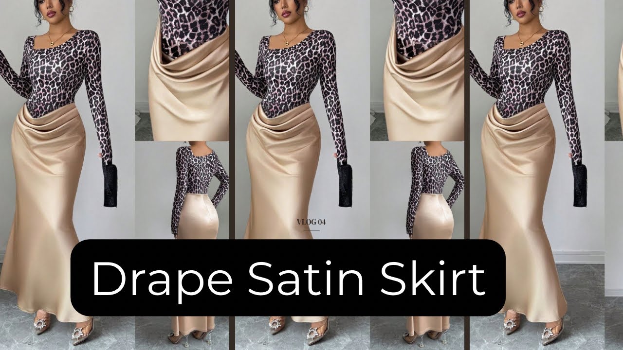 Как сшить длинную юбку из драпированного атласа с боди с леопардовым принтом | Урок по созданию э...