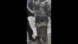 Пожарные в Якутии покрылись льдом после тушения пожара при -50