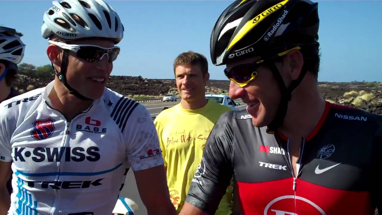 Lance Armstrong and Chris Lieto discuss the finish times of the Twitter TT