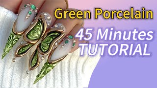 EP 71: Green Porcelain 💚 FULL TUTORIAL Nail Art Class