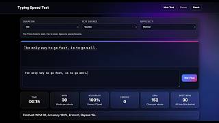 Typing Speed Tester using HTML CSS JavaScript 🚀 #htmlcssjs #typingtest #coding screenshot 1