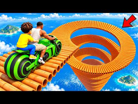 SHINCHAN AND FRANKLIN TRIED THE IMPOSSIBLE GIANT SPIRAL PIPES TRACK PARKOUR GTA 5