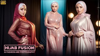 [4K] Middle Eastern Hijab Style Lookbook In Photo Studio Realistic Ai Art - Hijab Fusion #Exclusive