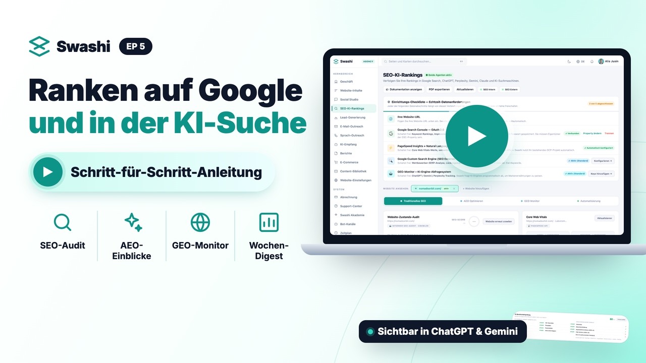 So überwachen Sie SEO, AEO und GEO mit Swashi
