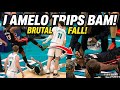 LaMelo Ball trips Bam Adebayo, hard fall sends him to locker room 😮‍💨