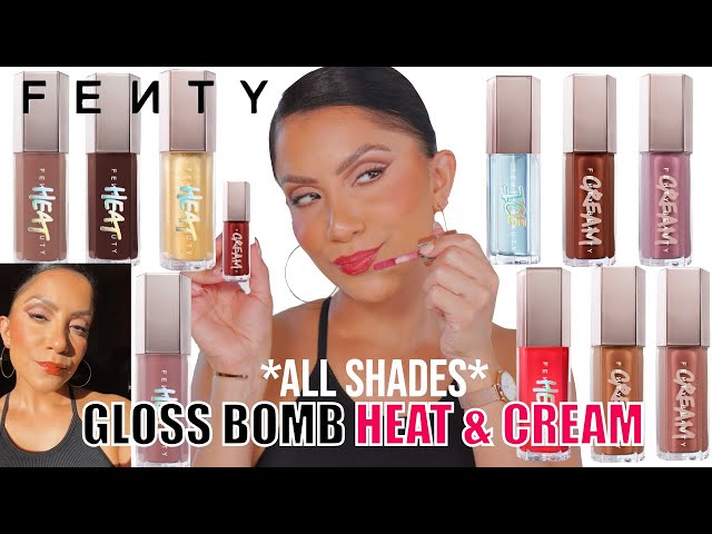 FENTY BEAUTY *HEAT & CREAM* GLOSS BOMB *all shades* + NATURAL LIGHTING LIP  SWATCHES