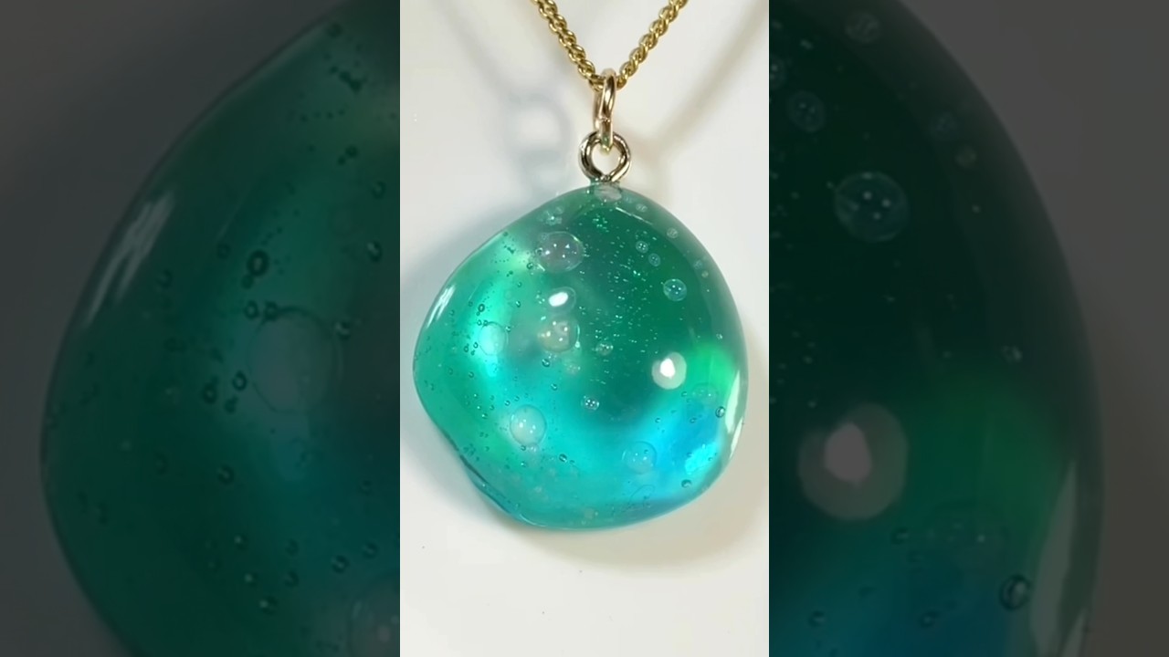 【UVレジン】水面モールドを使ったペンダント🐠 難しいテクニック無し♪可愛いを簡単に作る😁 GreenOcean水面モールド