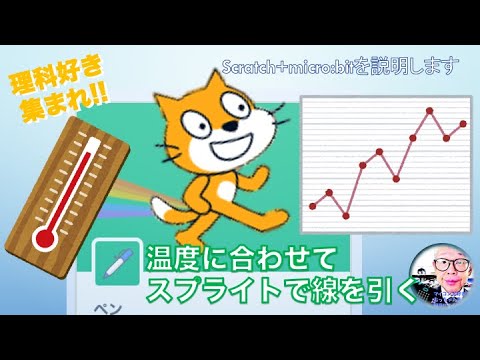 【micro:bit MORE+Scratch】温度に合わせて線を引くプログラム 第242回