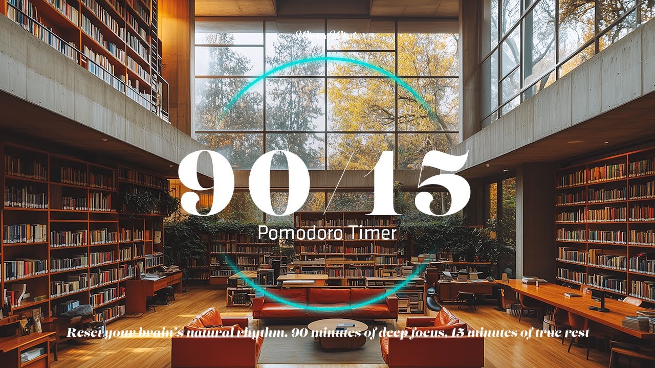 90/15 Pomodoro Timer – Library Nook in a Bookstore | Study with ...