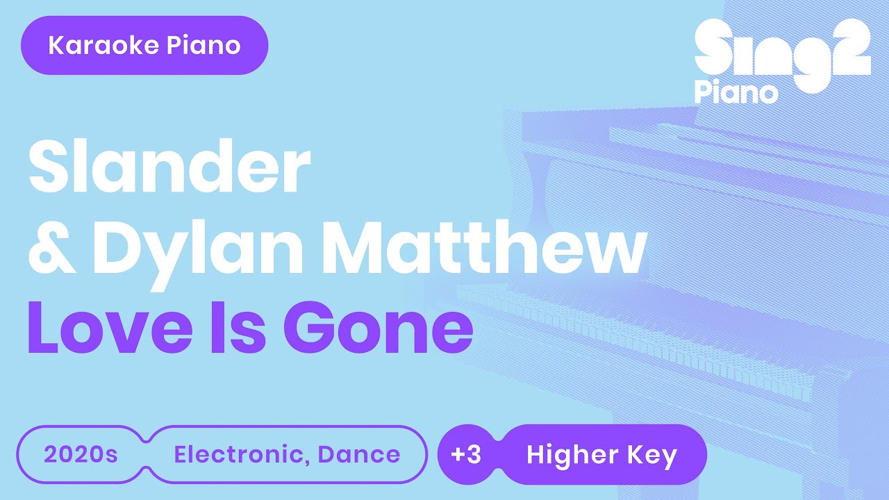 SLANDER, Dylan Matthew - Love Is Gone (Higher Key) Piano Karaoke