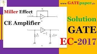 GATE 2017 Effect of Miller's Theorem on upper cutoff frequency
