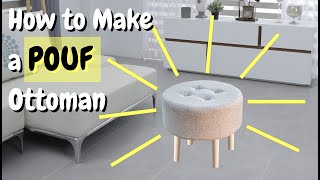 DIY Round POUF Ottoman | Make your Own FOOTSTOOL